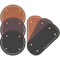 6pcs Set PU Leather Bag Bottom Shaper Pads 3 Colors for DIY Knitting Crochet Bag
