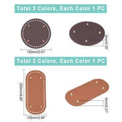 6pcs Set PU Leather Bag Bottom Shaper Pads 3 Colors for DIY Knitting Crochet Bag