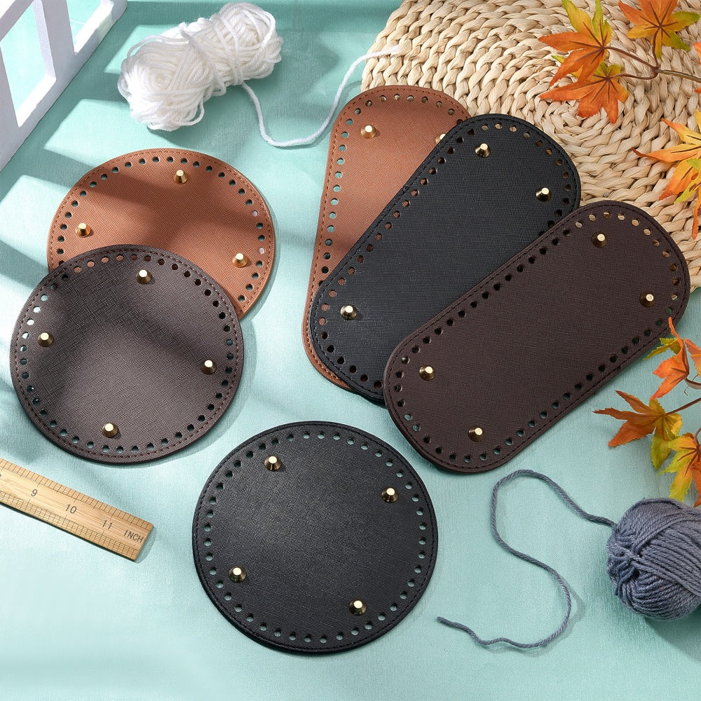 6pcs Set PU Leather Bag Bottom Shaper Pads 3 Colors for DIY Knitting Crochet Bag