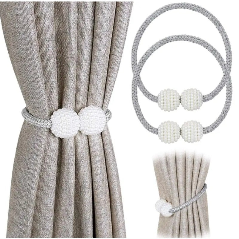 2pcs Pearl Magnetic Curtain Tiebacks No Drilling Needed
