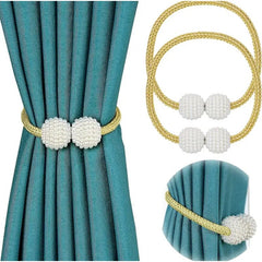 2pcs Pearl Magnetic Curtain Tiebacks No Drilling Needed