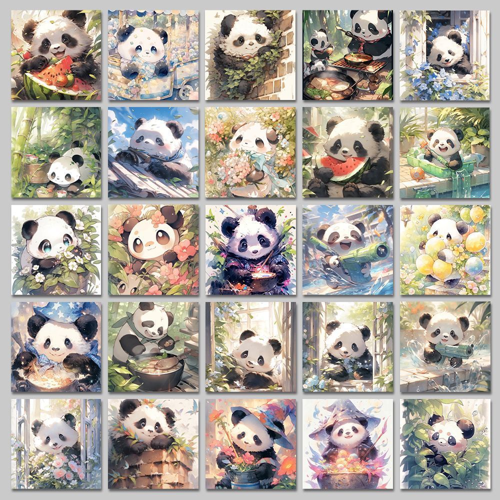 Watercolor Panda Stickers for Water Bottles Laptops Phone