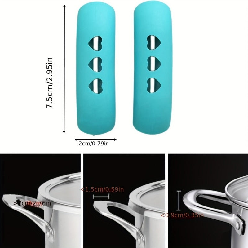 2pcs Silicone Anti Scald Pot Handle Cover Heat Resistant Cast Iron Handle Cover