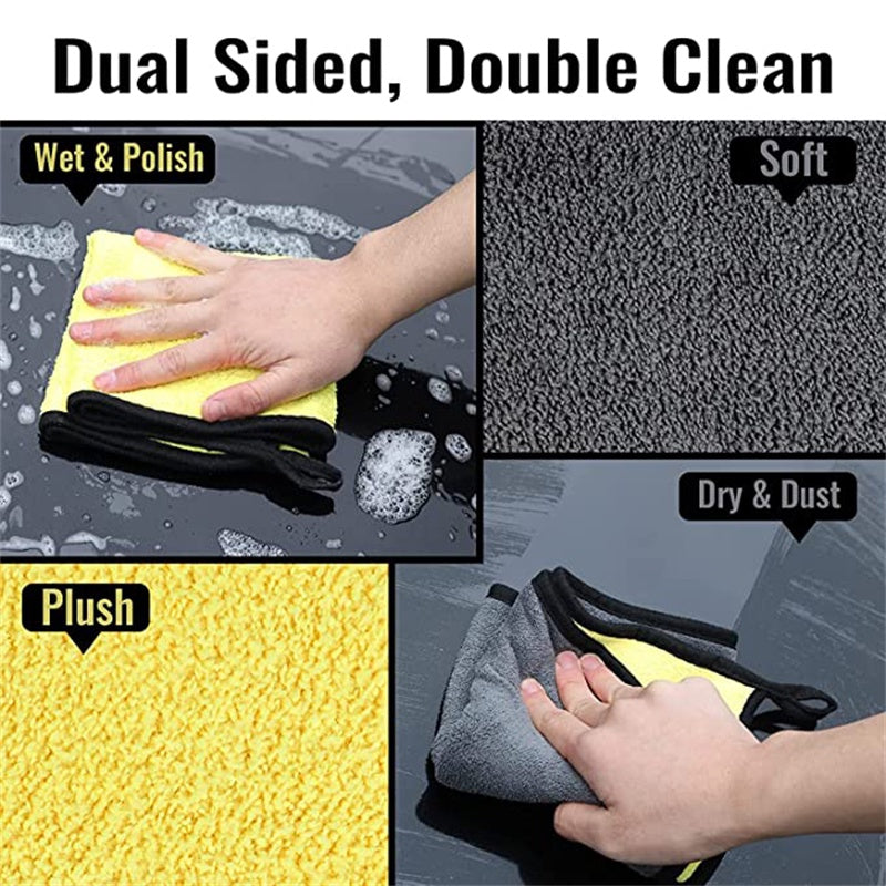 3pcs Thickened Car Wash Towels Absorbent Microfiber Cleaning Scrubbers