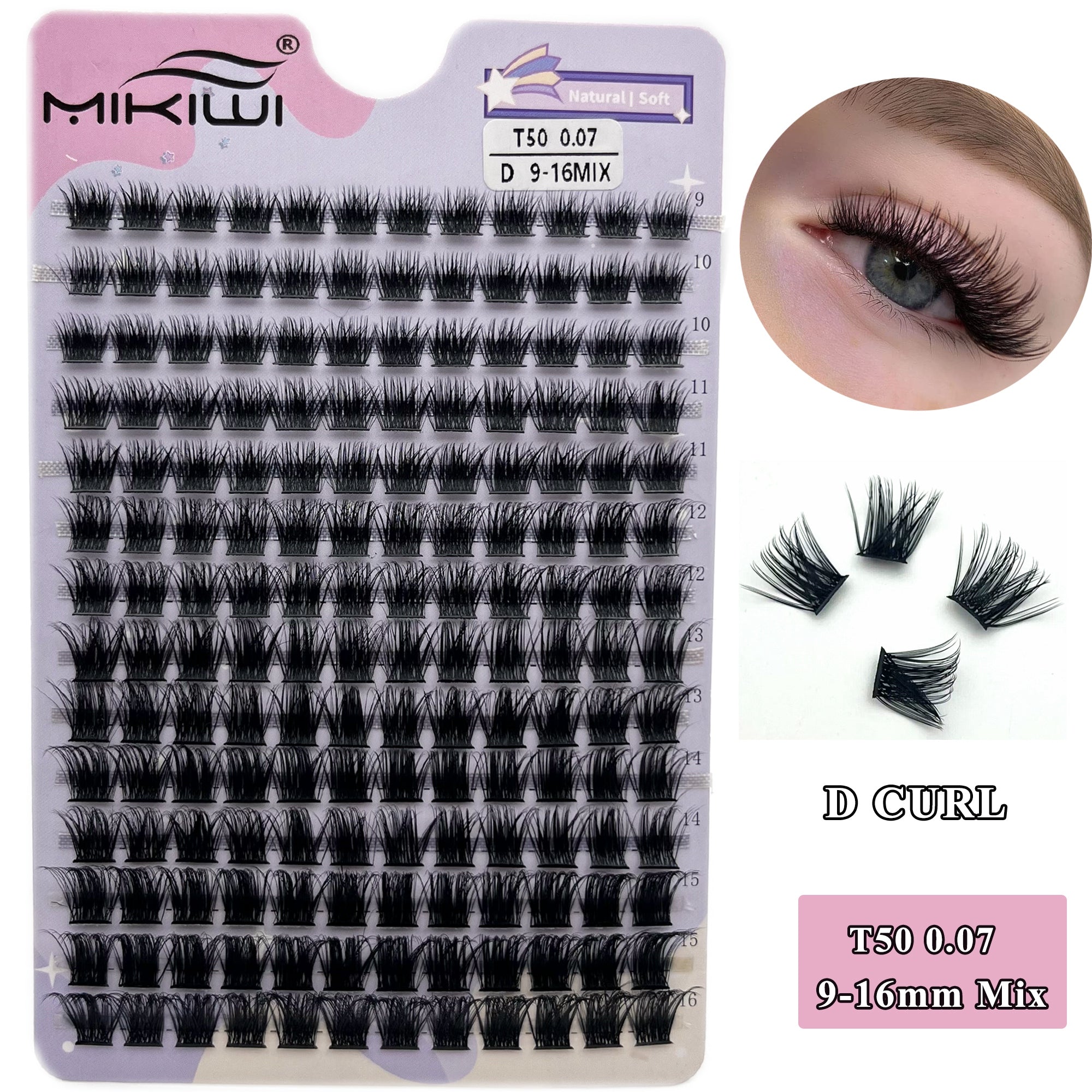 168pcs Cluster Lashes Mix D Curling Individual Eyelashes Extensions DIY Kit