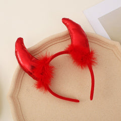 Halloween Demon Headdress Headband Red Dark Horn Goth