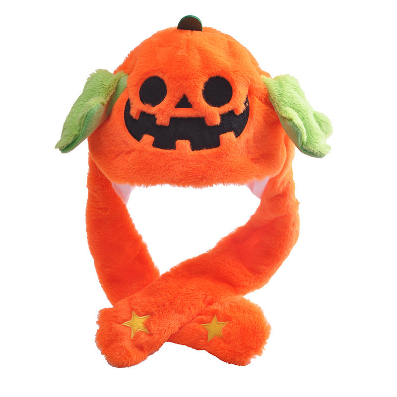 Kids Halloween Pumpkin Hat w/ Movable Ears Cosplay Dress Up Animal Hat