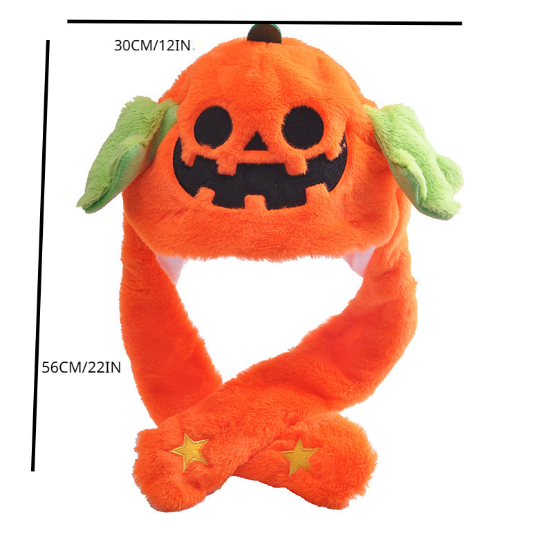 Kids Halloween Pumpkin Hat w/ Movable Ears Cosplay Dress Up Animal Hat
