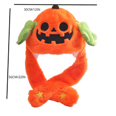 Kids Halloween Pumpkin Hat w/ Movable Ears Cosplay Dress Up Animal Hat