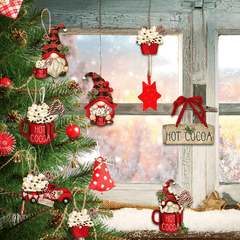 24pcs Wooden Christmas Winter Santa Tree Theme Party Holiday Decor