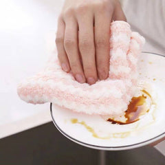 5pcs Kitchen Dish Cloths Soft Absorbent Towels Coral Fleece Microfiber
