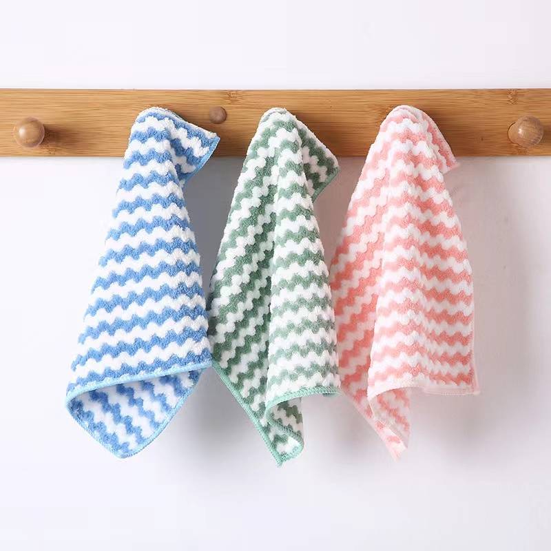 5pcs Kitchen Dish Cloths Soft Absorbent Towels Coral Fleece Microfiber
