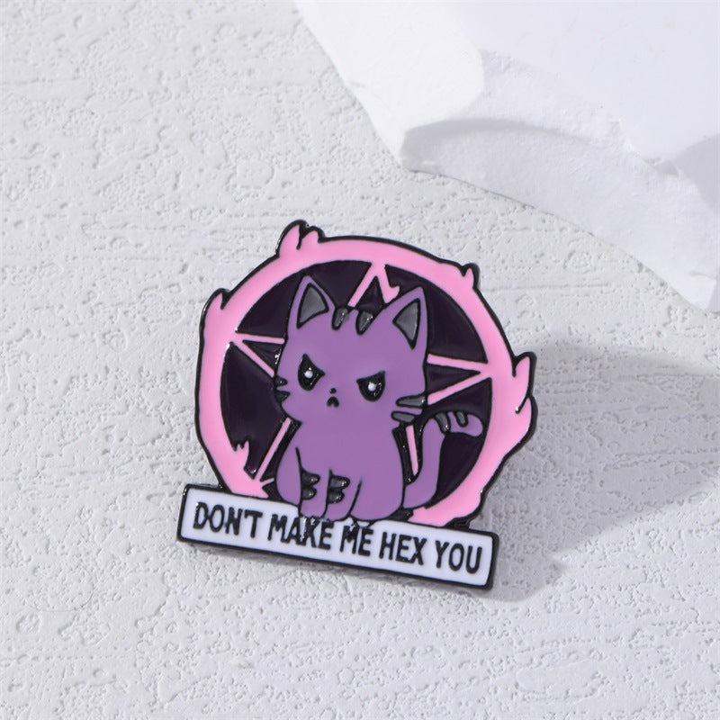 Cartoon Cat Purple Brooch Letter Pattern Badge Gift Men