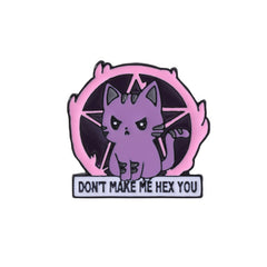 Cartoon Cat Purple Brooch Letter Pattern Badge Gift Men