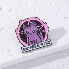 Cartoon Cat Purple Brooch Letter Pattern Badge Gift Men
