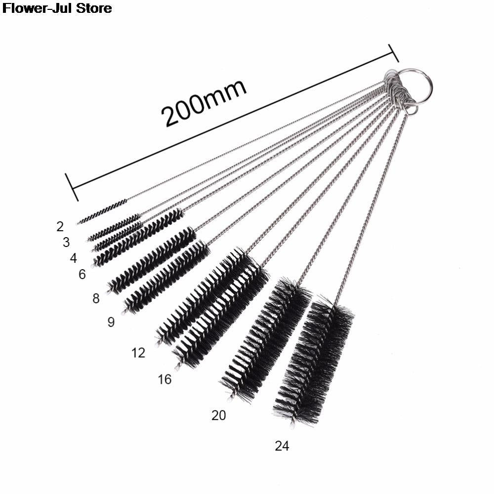 10pcs Stainless Steel Test Tube Cleaning Brushes Set