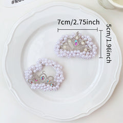Faux Pearl Crown Elastic Hair Bands Girls Sweet Scrunchies Hair Bands Kids