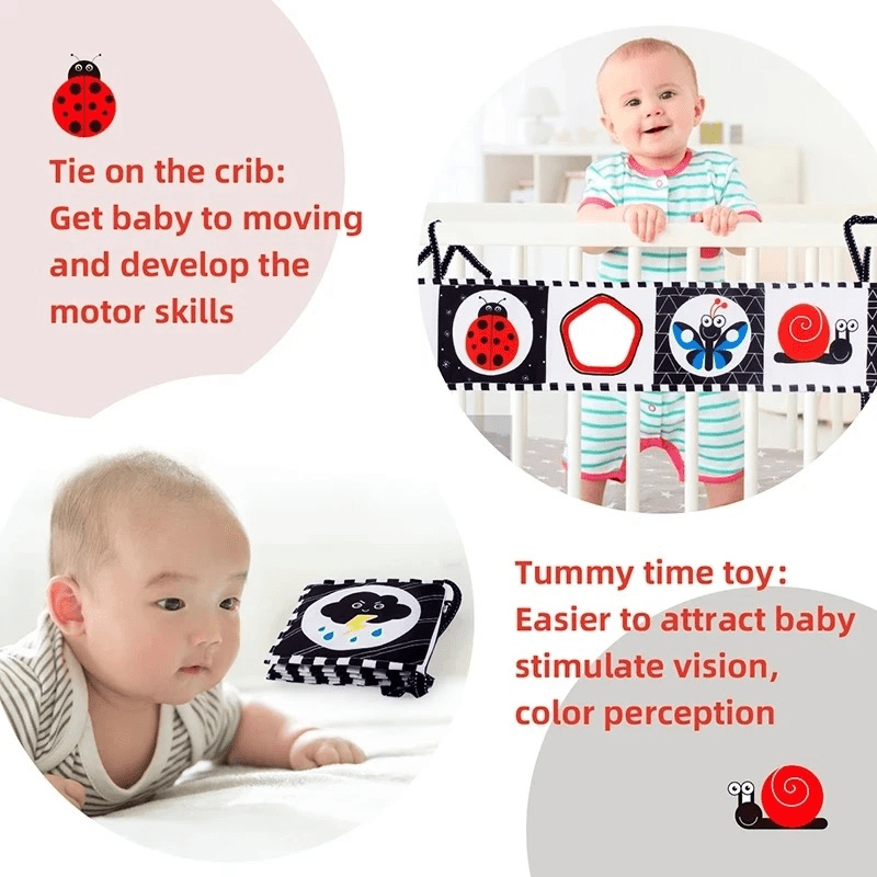 Baby Crib Cloth Book With Mirror Bed Hanging Toy
