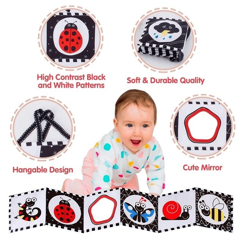 Baby Crib Cloth Book With Mirror Bed Hanging Toy