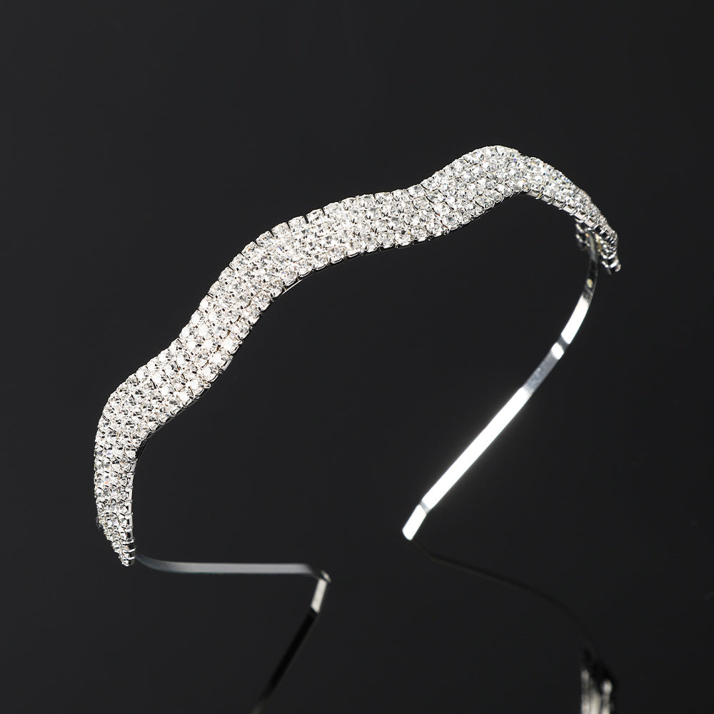 Rhinestone Bezel Hairband Metal Headband Hair Hoop Pearl Hairbands