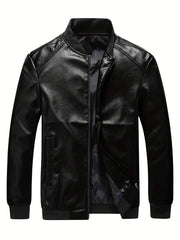 Men's Windproof PU Leather Jacket Outdoor Wear