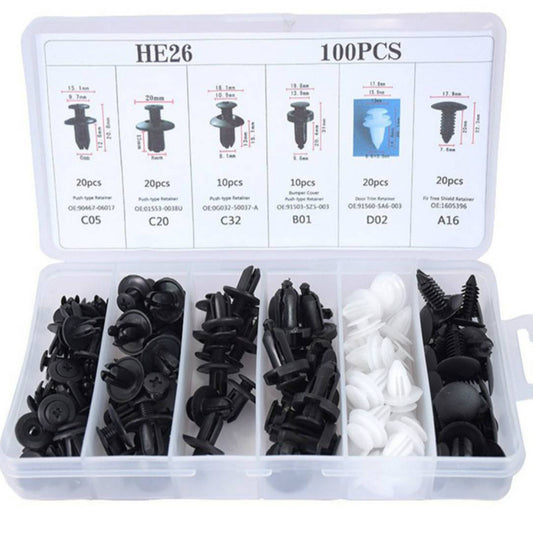100pcs Mixed Car Buckle Fastener Set for Automotive Furniture Industry