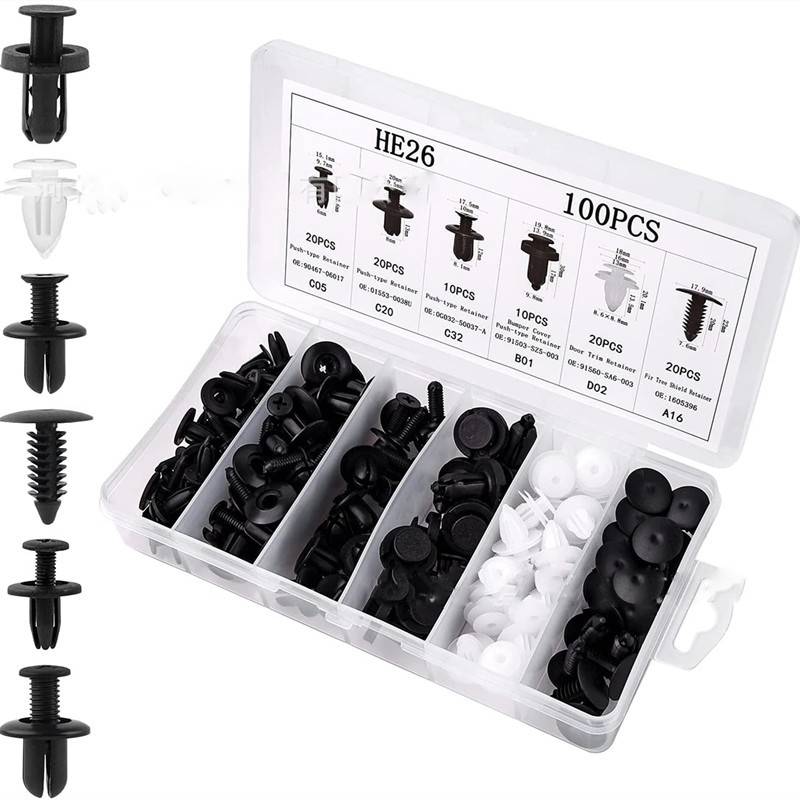 100pcs Mixed Car Buckle Fastener Set for Automotive Furniture Industry