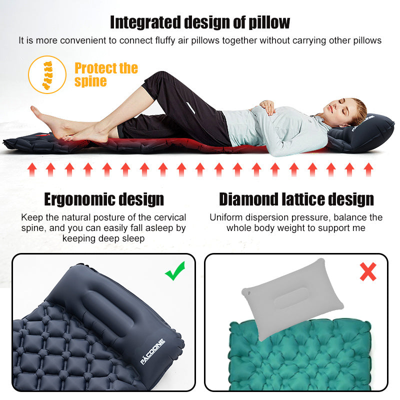 Ultralight Camping Sleeping Pad Inflatable Mattress with Pillows