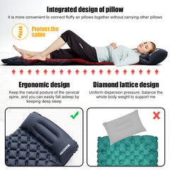 Ultralight Camping Sleeping Pad Inflatable Mattress with Pillows