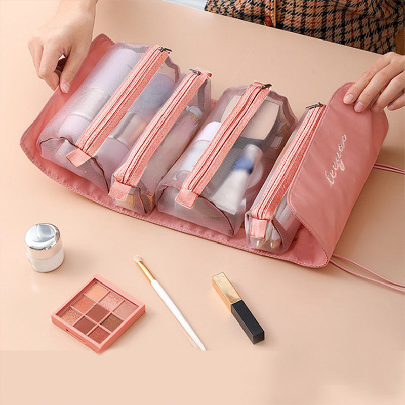1pc Travel Cosmetic Bag Women Mesh Makeup Box Bags Toiletry Organizer
