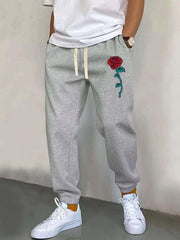 Rose Pattern Joggers Men s Casual Loose Fit Street Style Sweatpants