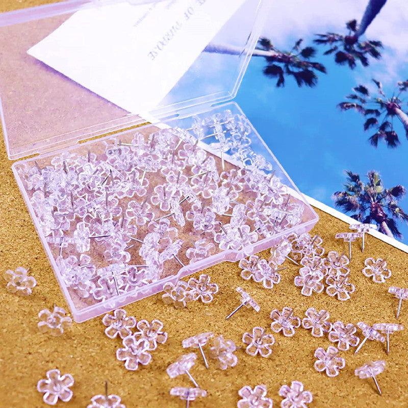 100pcs Creative Transparent Flower Plastic Racer Nail
