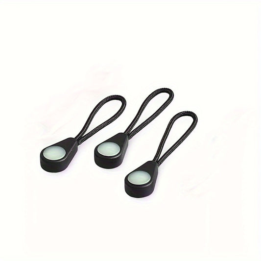 3pcs Luminous Zipper Pullers Glow In The Dark Outdoor Camping Hiking Zipper Pull