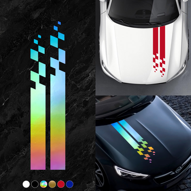 Universal Hood Sports Long Striped Plaid Car Stickers