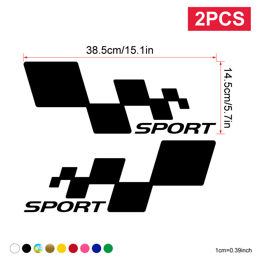 2pcs Reflective Racing Lattice Car Stickers. Square Graphic Design