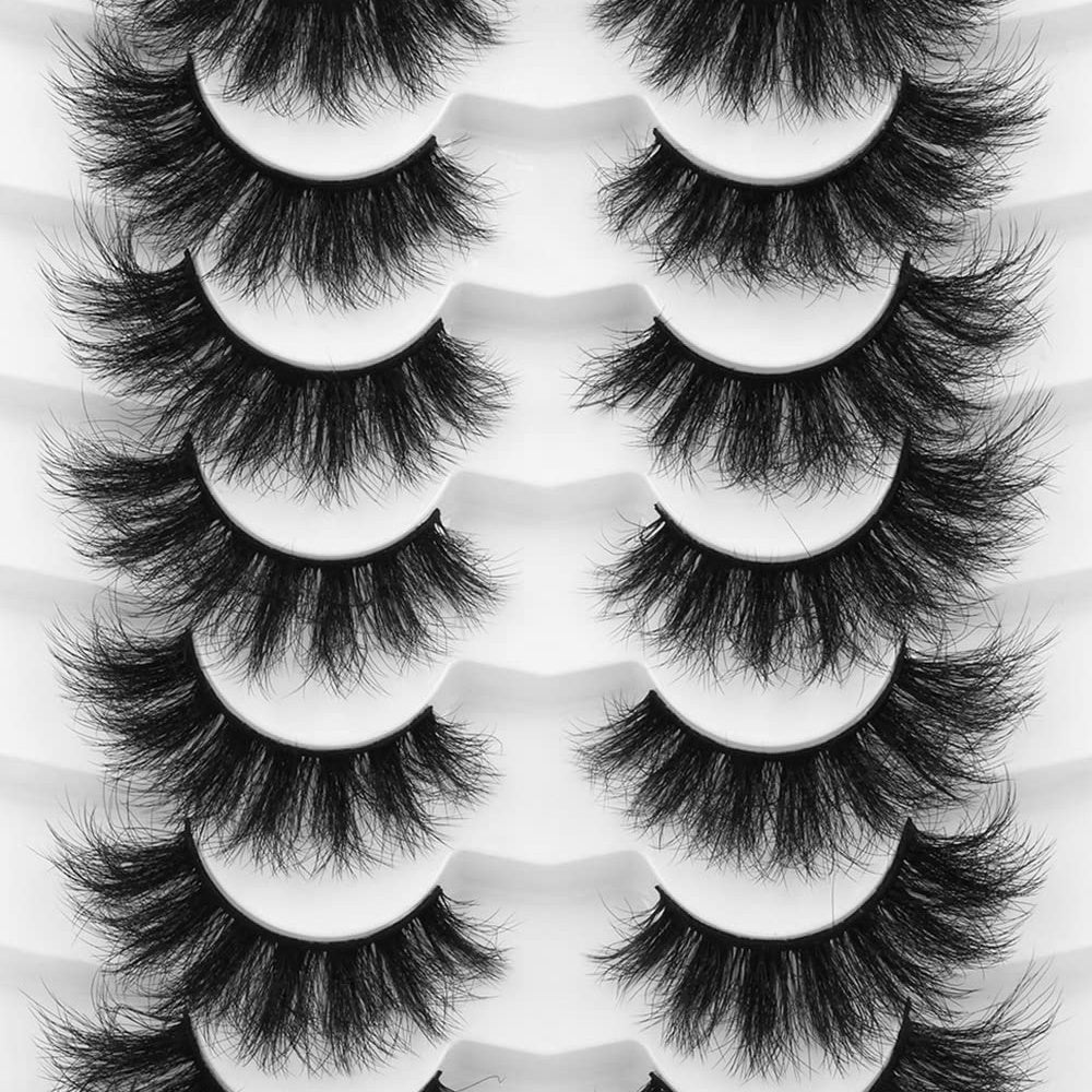 7 Pairs Faux Mink Fluffy False Eyelashes Thick Volume Dramatic Cat Eye Lashes