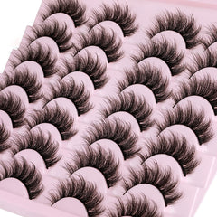 14 Pairs Wispy False Eyelashes Cat Eye Lashes Natural Look Fluffy Mink Lashes