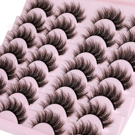 14 Pairs Wispy False Eyelashes Cat Eye Lashes Natural Look Fluffy Mink Lashes