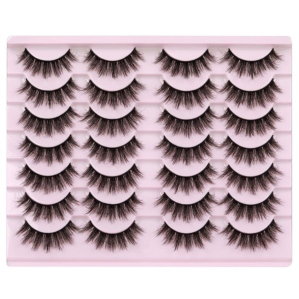 14 Pairs Wispy False Eyelashes Cat Eye Lashes Natural Look Fluffy Mink Lashes