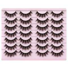 14 Pairs Wispy False Eyelashes Cat Eye Lashes Natural Look Fluffy Mink Lashes