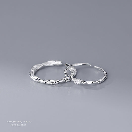 S925 Sterling Silver Twisted Circle Rings Set for Girls Holiday Gift