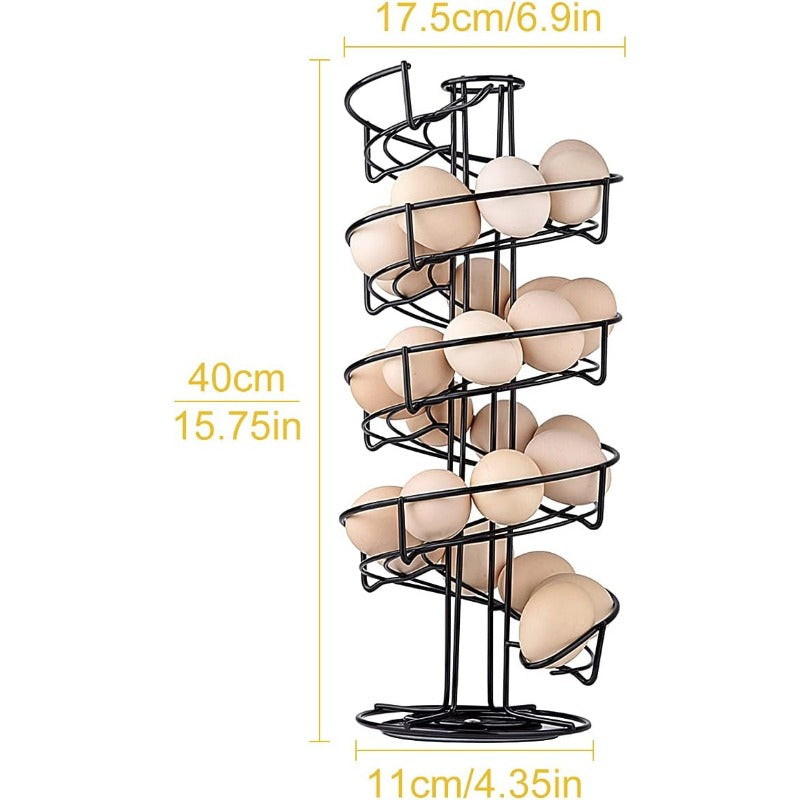 Spiral Metal Egg Dispenser Rack Household Storage Organizer