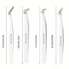 4pcs Eyelash Extension Tweezers Curved Tip False Lash Tools