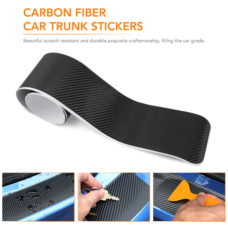 1pc Rear Bumper Protection Carbon Fiber Sticker Car Boot Protective Strip