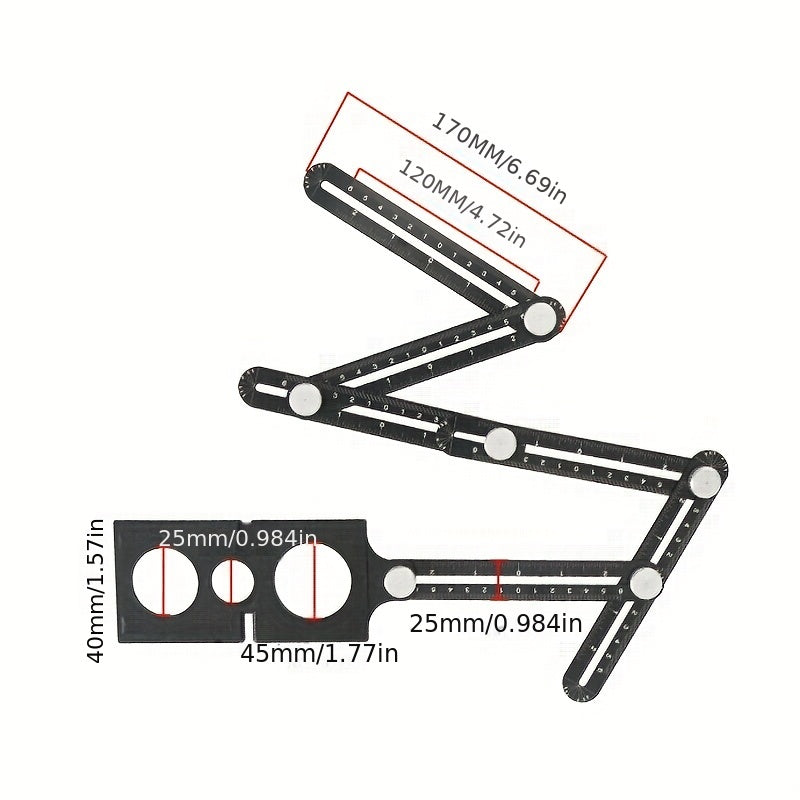 Aluminum Alloy Angle Finder Universal Angler Ruler