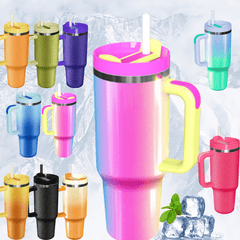 Colorful 40oz Stainless Steel Tumbler With Lid - Thermal Water Bottle