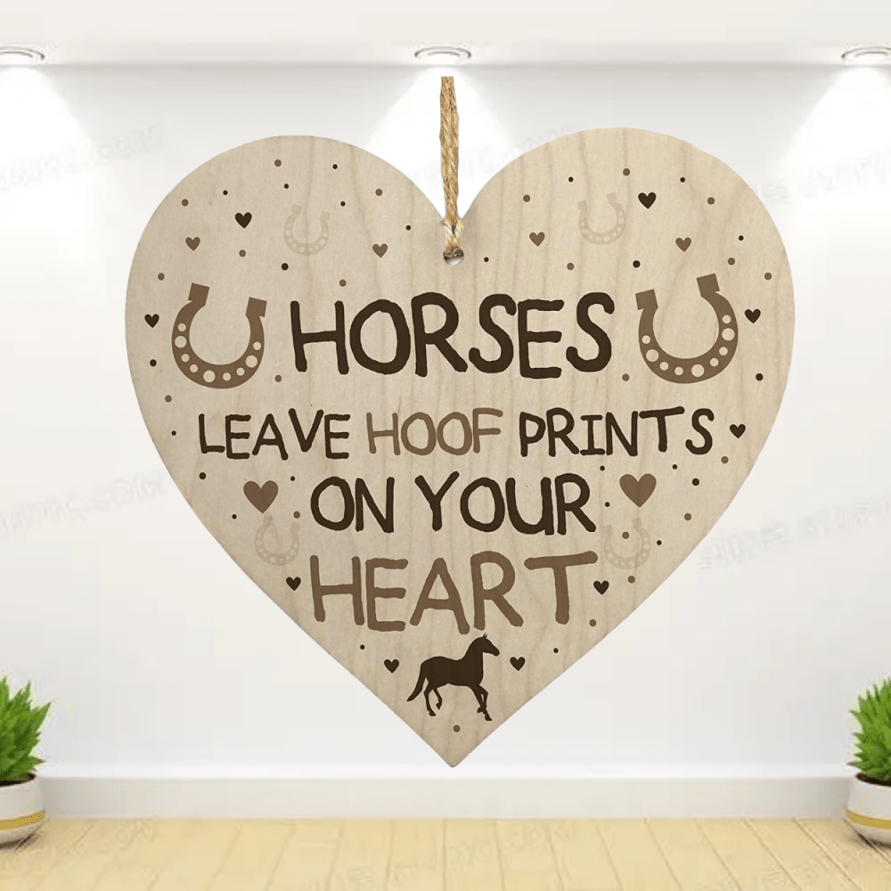 Wooden Heart Horse Sign Home Decor For Friends