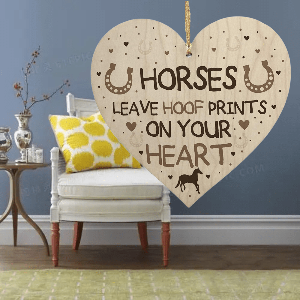 Wooden Heart Horse Sign Home Decor For Friends