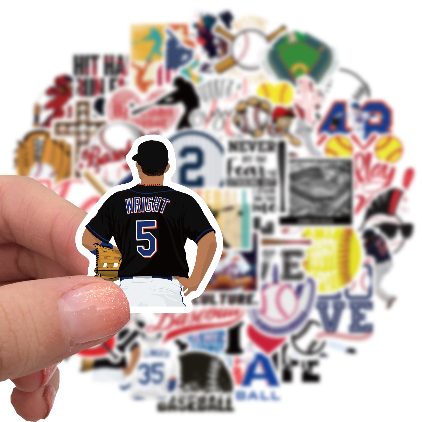 52Pcs Cartoon Baseball Series Graffiti Stickers Waterproof DIY Creative Toys