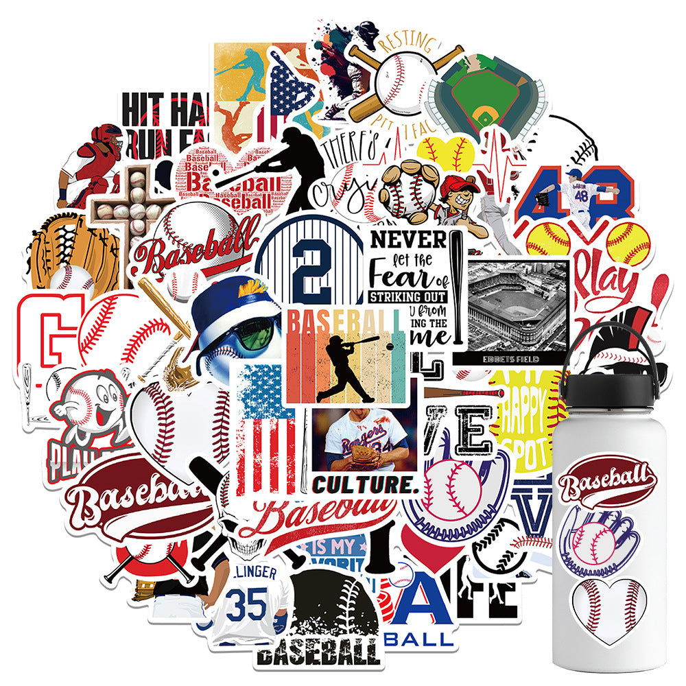 52Pcs Cartoon Baseball Series Graffiti Stickers Waterproof DIY Creative Toys
